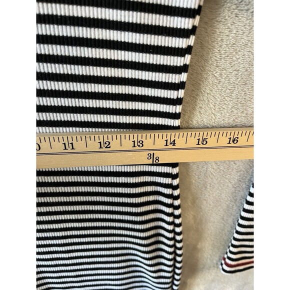 Free People Dress Women's L Midi Striped Black Long Sleeve Fitted Sheath - Picture 7 of 7